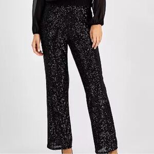 Vince Camuto Black Sequin Flare Pants